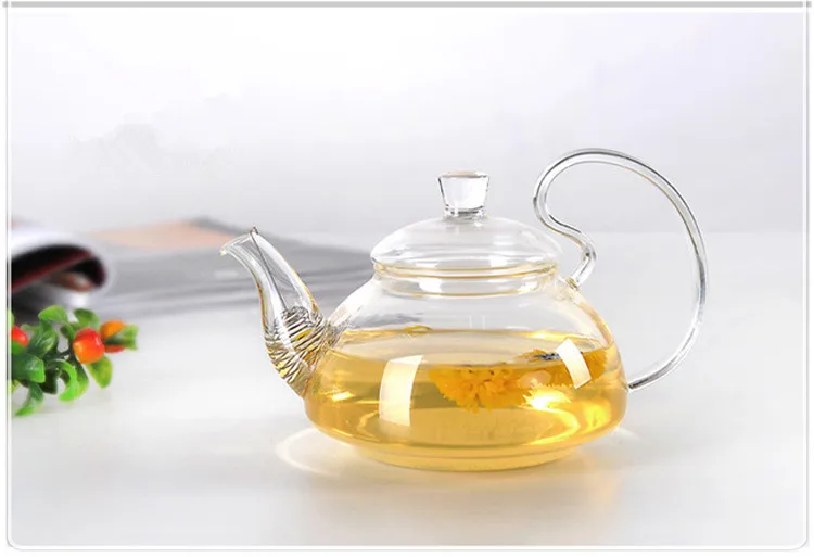 1PC Elegant Flower Coffee Glass Tea Pot Glass Teapots Heat Resistant Glass Teapots Gongfu Tea Maker With Tea Filter EJN 1011