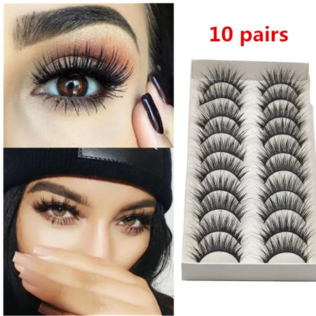 

10 Pairs Thick Long Cross Party False Eyelashes thick eyelashes 3D crossed eyelashes full strips handmade eyelashes 4