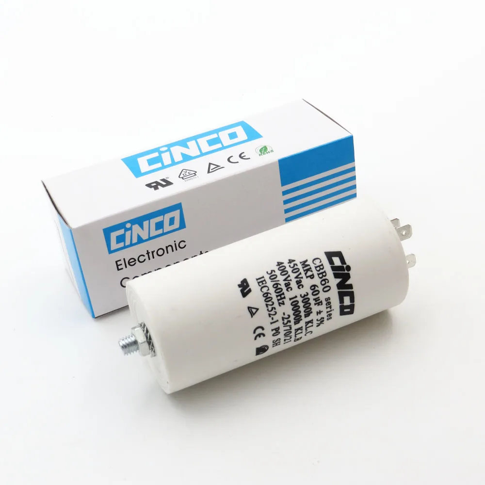 

60uF 400V 450V CBB60 Motor Run Capacitors 4pins SH DB Double Faston Ac 450VAC Water Pump electrical engine 60mfd 60mf