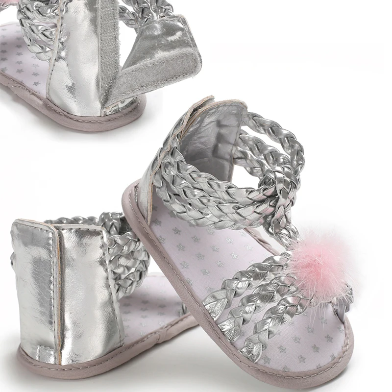Летние сандалии с мягкой подошвой для новорожденных девочек; летняя обувь для малышей; босоножки с переплетением