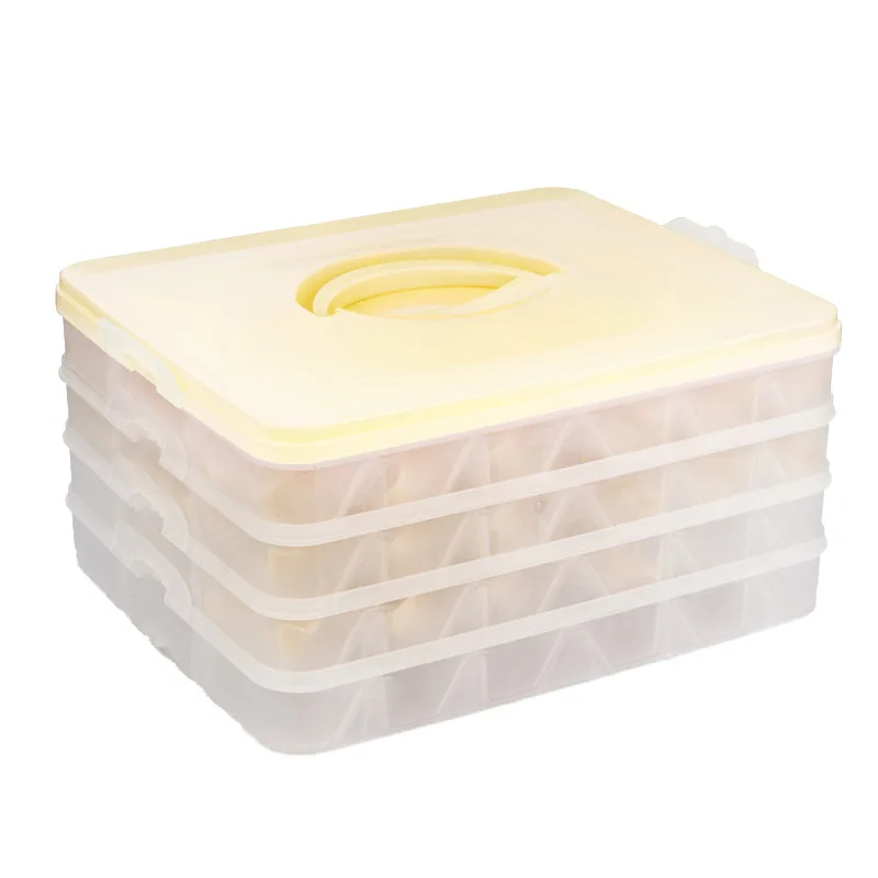 Пластиковый чехол для хранения, четырехслойная переносная коробка для клецки, контейнер-держатель, органайзер для хранения на кухне, коробка для холодильника