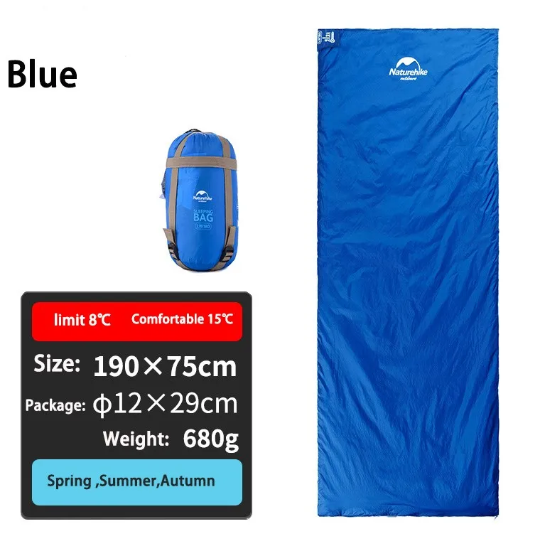 Светильник, спальный мешок, оборудование для кемпинга, аксессуары для походов на открытом воздухе, Slaapzak, портативный, весна-осень, кемпинг, туризм - Цвет: Blue(190x75cm)