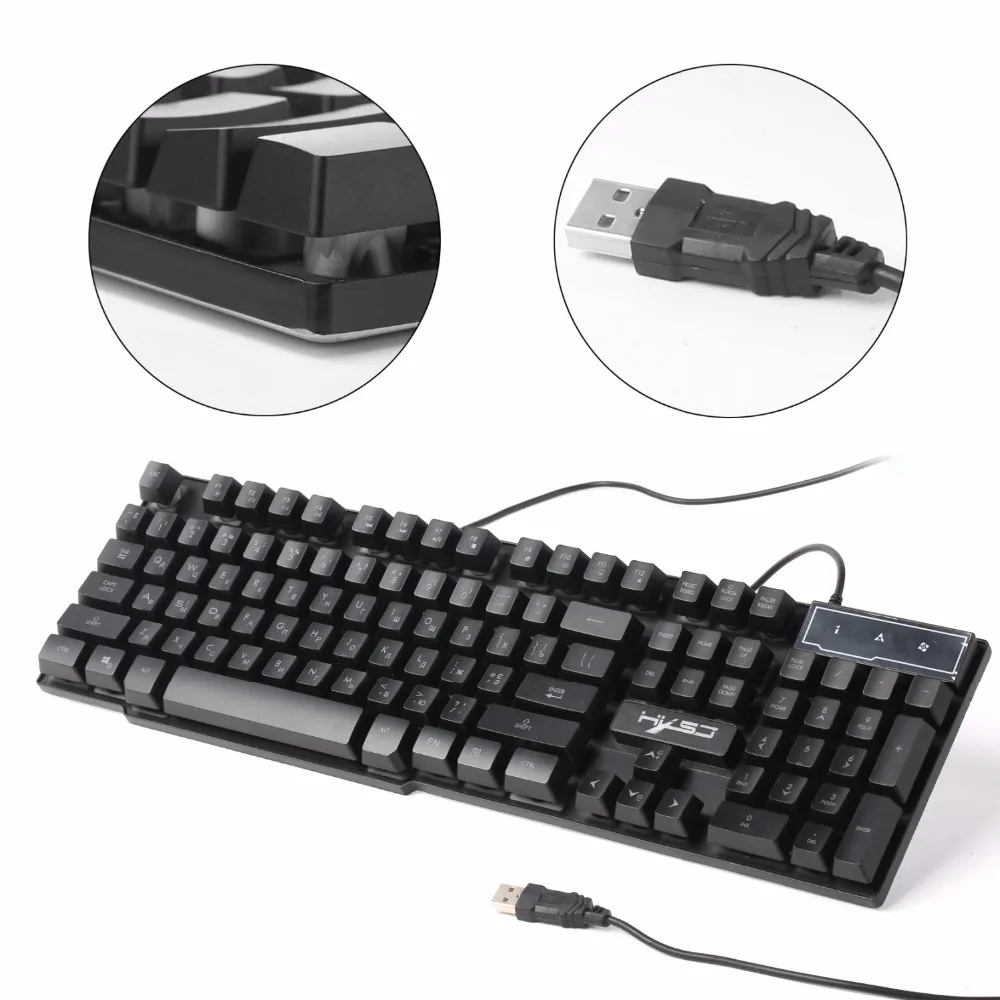 Backlit Keyboard Gaming Wired Russian Keyboard USB Layout 3 Color LED Keycaps Ergonomics For Gamer Computer Laptop (10)