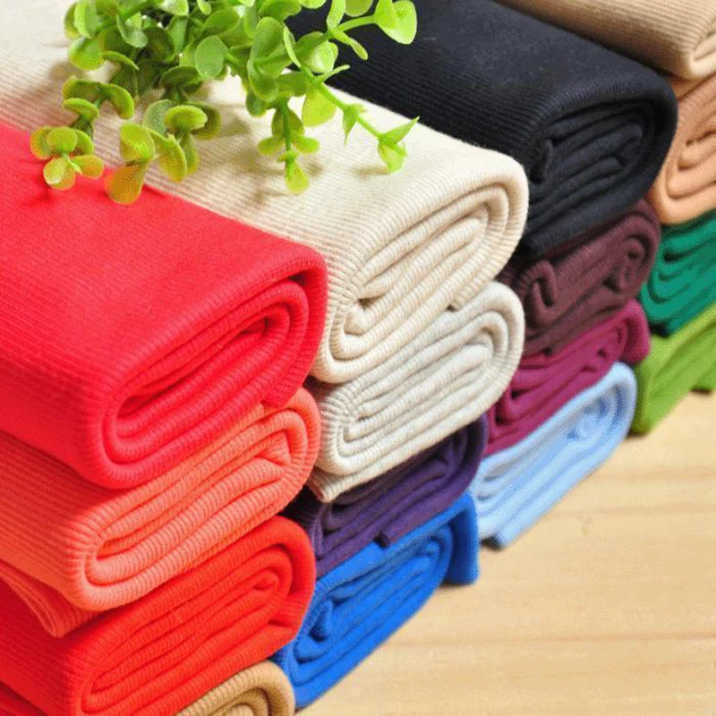 

100*40CM Elastic Rib Knit Fabric Cotton Cuffs Waistband Knitted Trim Jersey Neck Band Craft