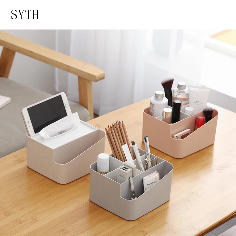 

Cosmetic Organizer Tissue Box Office Storage Box Desktop Brush Holder Makeup Organizer Desk Home Sundries Container For Storage