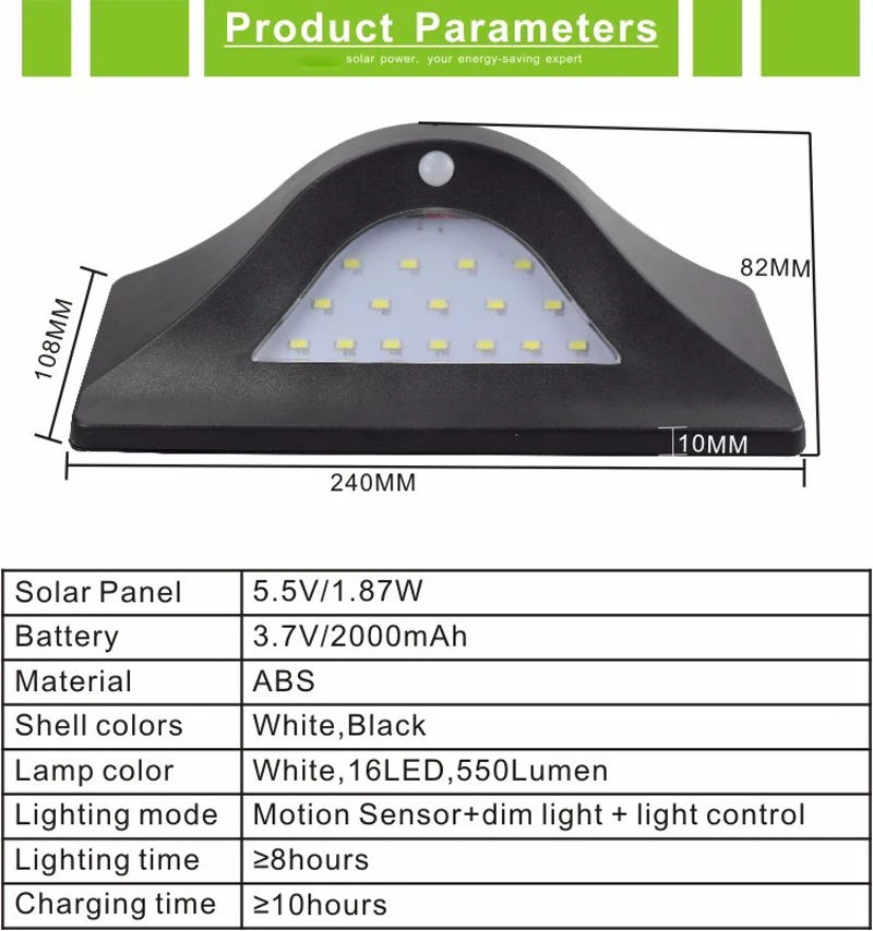 Led Solar Light Outdoor Lighting 16LED Wireless Motion Sensor Light Solar Powered Lamp Security Wall Night Light for Garden IP65 (9)