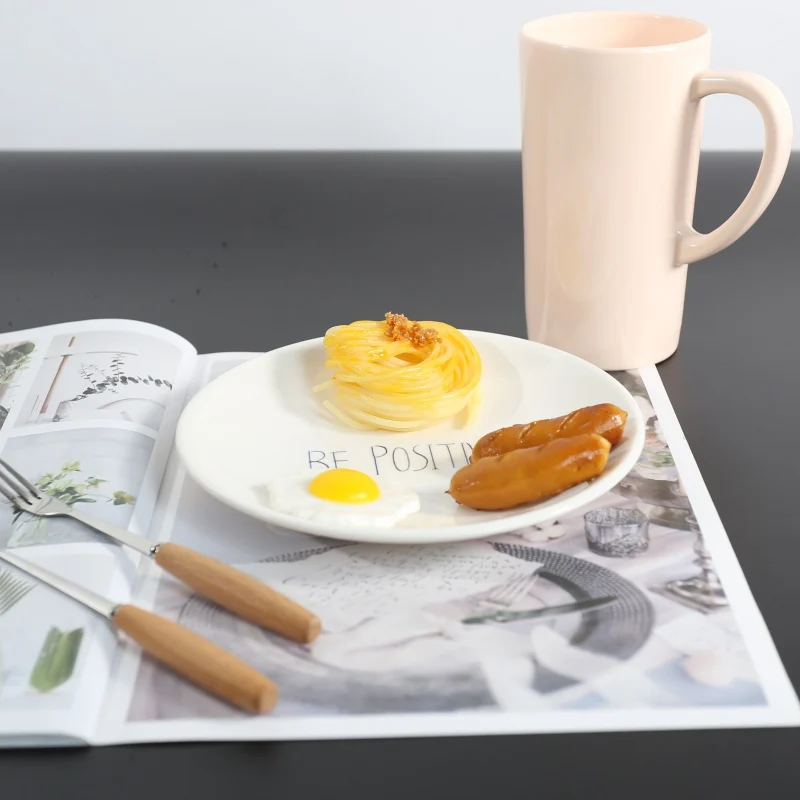 

White Brief Nordic Style Breakfast Plate Western Steak Spaghetti Breakfast Fruit Dish Tableware Dessert Simple Creative