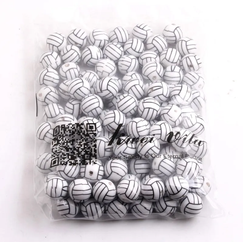 

Kwoi Vita Fashion 100pcs/lot 20mm chunky white solid print volleyball Beads for Chunky Necklace Jewelry