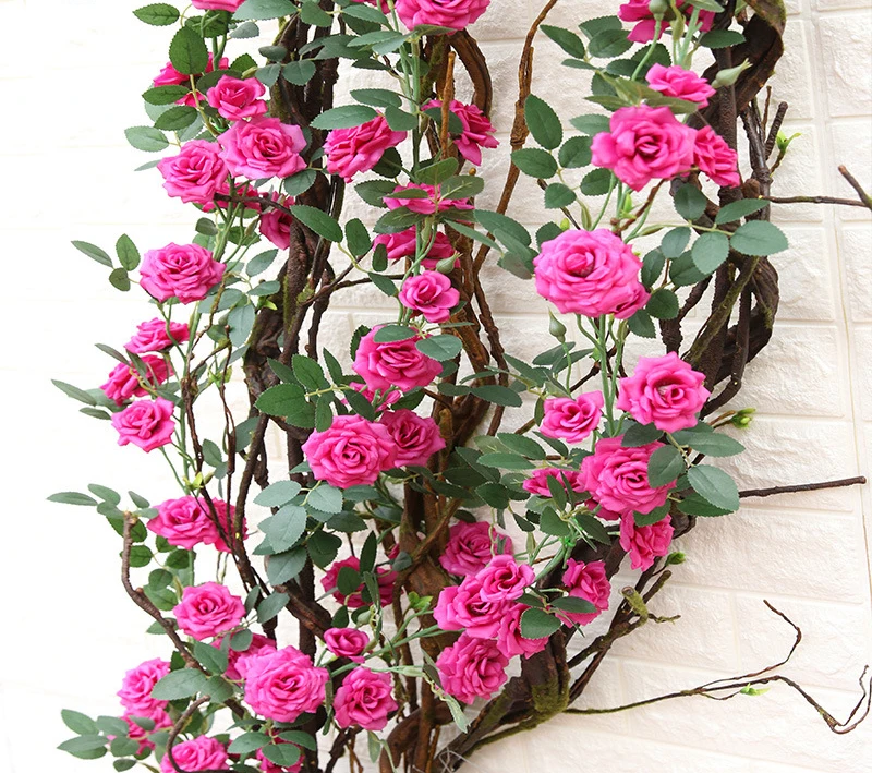 185cm Artificial silk rose flower rattan Fake Plastic vine wedding arch hotel wall DIY accessories decoration for home party 1pc 185cm Artificial silk rose flower rattan Fake Plastic vine wedding arch hotel wall DIY accessories decoration for home party 1pc