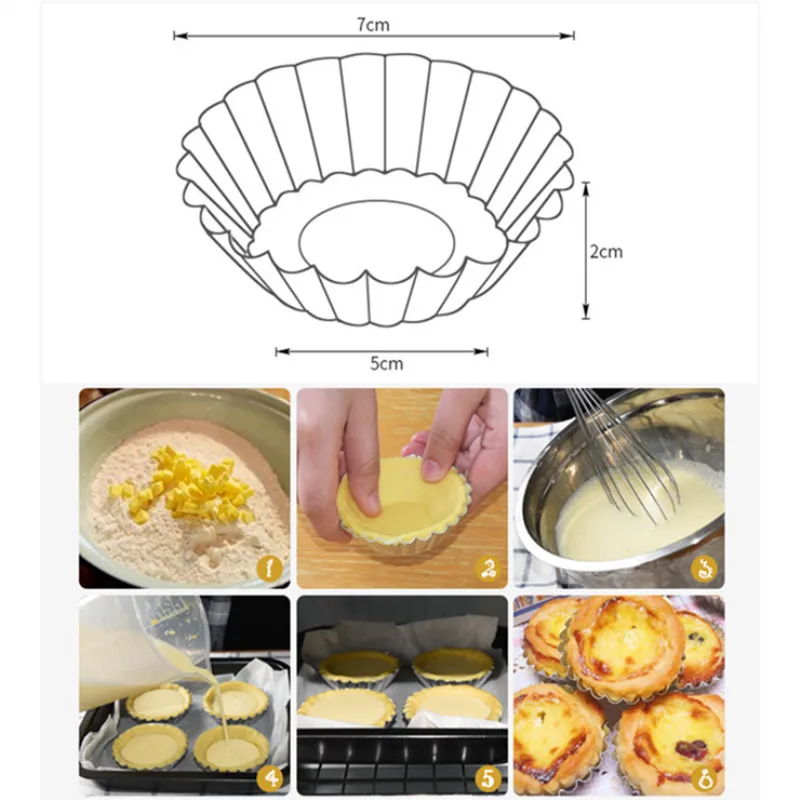 20 шт./компл. из яичных тартов алюминиевый Хризантема кухонные формы аксессуары плотный яичный пирог Кондитерская торт пресс-формы для выпечки инструмент