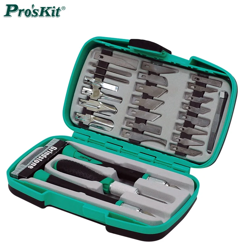 Brand Pros'Kit PD-395A Multifuction Carving Knife Deluxe Hobby Knife Kit Blade Knife for DIY Wood Carving Solder Wire Cutting Brand Pros'Kit PD-395A Multifuction Carving Knife Deluxe Hobby Knife Kit Blade Knife for DIY Wood Carving Solder Wire Cutting
