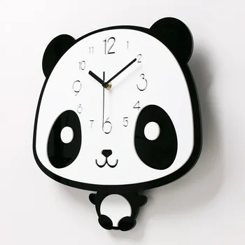 

Cute Kids Room Wall Clocks Panda Type Children Gifts Wall Clocks Decor Silent Mute Home Clock Cartoon Wall Clock