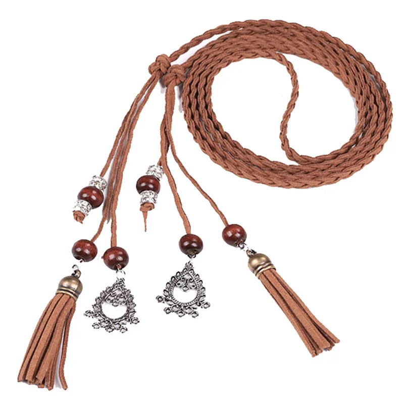 Women Fashion Folk-Custom Tassel Braided Pendant Waist Dress Belt Waistband for women Fashion Accessory 40FE0616