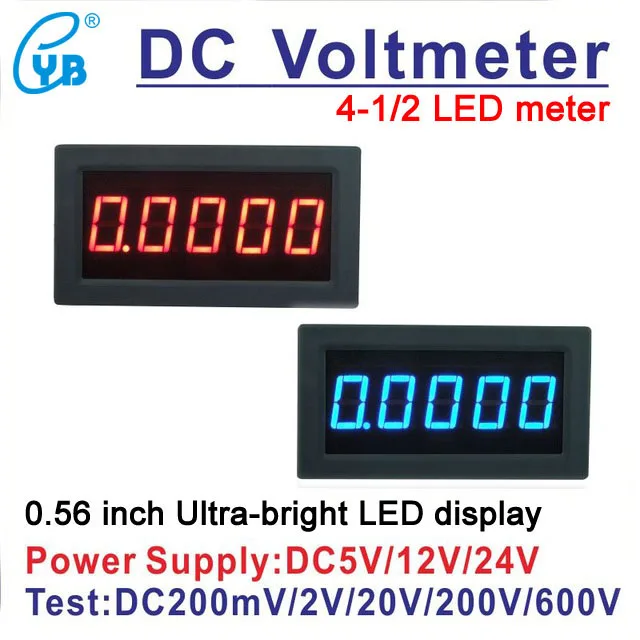 

YB5145B LED Digital DC Voltmeter 4 1/2 Voltage Meter display Tester dc200mV/2V/20V/100V/200V/300V/500V/600V 4.5 volt panel meter