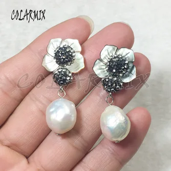 

3 Pairs big pearl druzy earrings shell flowers jewelry earrings for women wholesale jewelry 9393