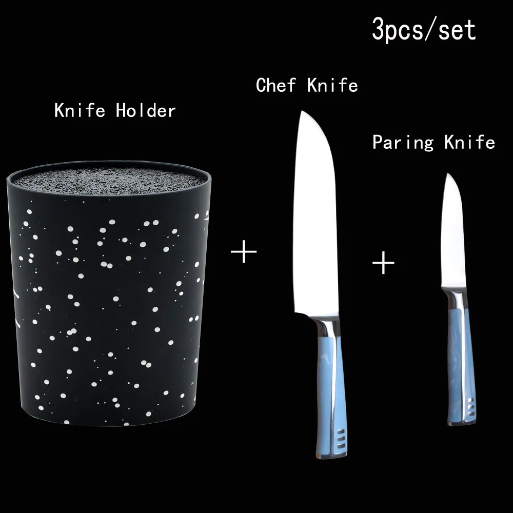

Oval shape plastic universal knife holder With Chef Knife and Paring Knife Set 3pcs/set Knife Block Set