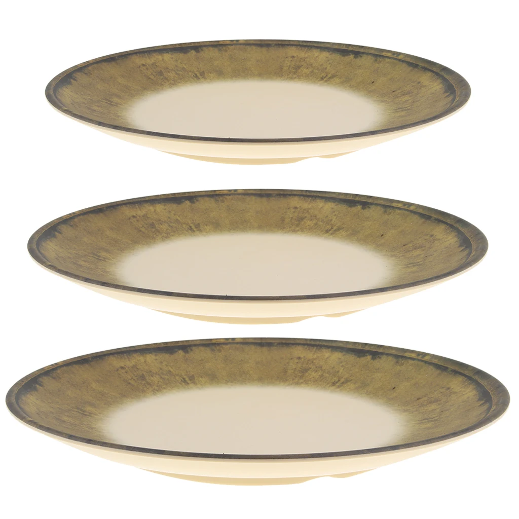 

Melamine Dinner Plates Unbreakable And Reusable Plastic Try Round Plate Dish Round Serving Tray Reusable Home Teaware Trays