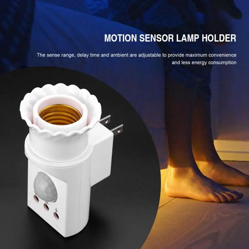 

E27 Socket Body Infrared PIR Motion Sensor Lamp Holder Adjustable Lamp Bulb Holder Light Socket Base AC 110-250V soquete e27