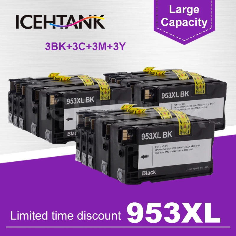 

3 Set Compatible Ink Cartridge For HP 953 For HP953 Full ink For HP Officejet Pro 7740 8210 8218 8710 8715 8718 8719 8720 8725