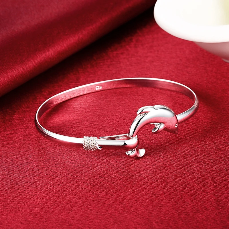 

Trendy Silver Animal Dolphin Bracelet Thin Bangles With Exquisite Style Women Bracelets Jewelry Accessories infinity Gifts