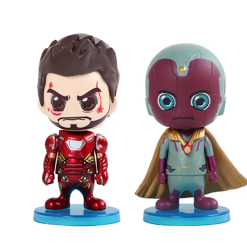 6 шт./компл. Marvel Avengers Ironman Spiderman Черная пантера Widow Vision War Machine Bubble Head автомобильные