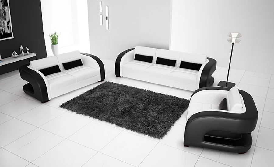 3 2 black leather sofas