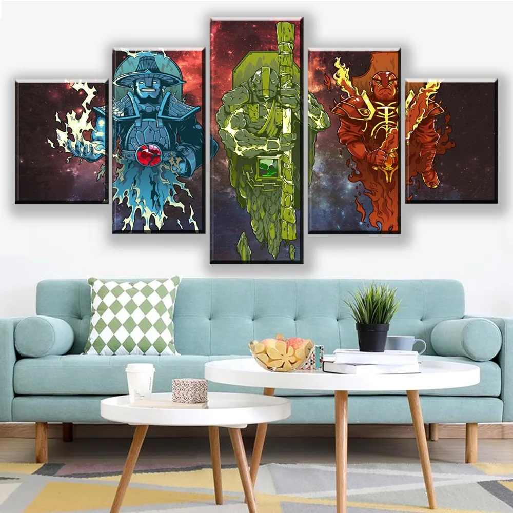  Canvas Wall Art Printed Picture Home Decor Frame 5 Pieces Abstract Painting Game DotA 2 Anime Warri