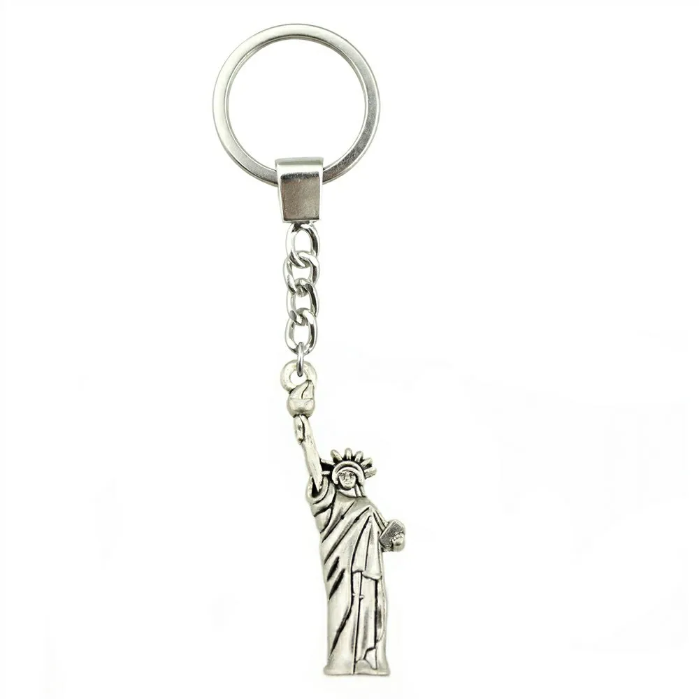 

Fashion Key Ring Metal Key Chain Keychain Jewelry Gift Antique Bronze Antique Silver Plated Statue Of Liberty 49x14mm Pendant
