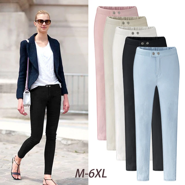 Autumn Pencil Pants Womens High Waist Straight Full Pants Womens Casual Trousers Large Size OL Pants Womens Thick Slacks 4000