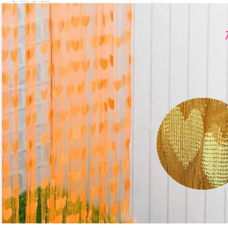 Love heart Line String Curtain Window Shades Door Divider Sheer Separate Curtain Romantic Wedding Decor Curtain Home Decoration5