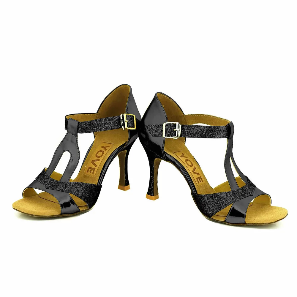 YOVE Dance font b Shoe b font Sequined Cloth Women s Latin font b Salsa b