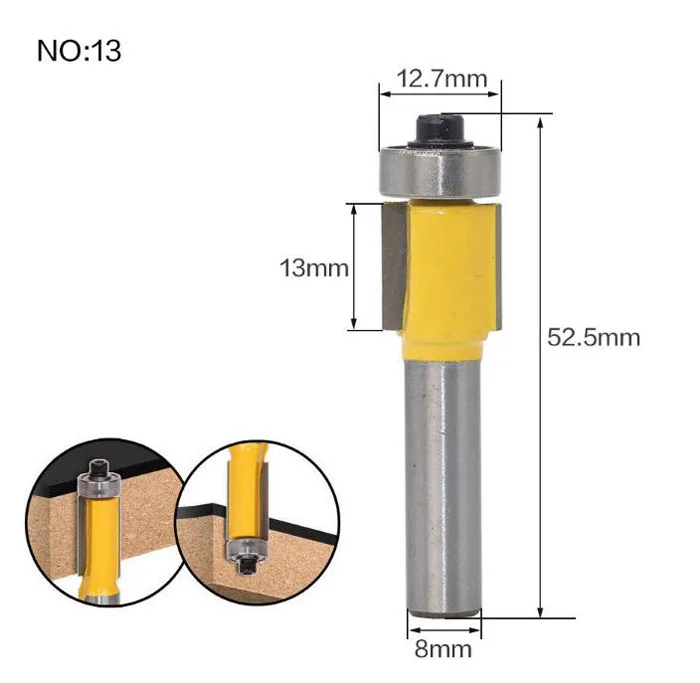 1 шт. 8 мм хвостовик дерево прямой маршрутизатор Концевая фреза триммер Чистка заподлицо отделка угловая круглая бухта коробка биты фрезы Инструменты - Длина режущей кромки: NO 13