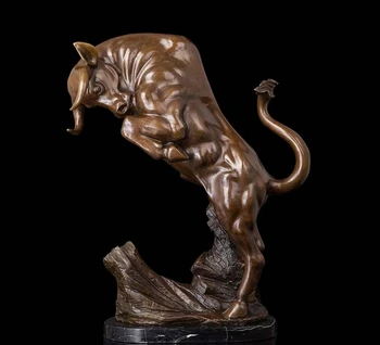 

Copper decoration Fine Buddha Brass Art Corridor Porch Wall Street Bull Bronze sculptures figurine animal gift stockmarket Bull