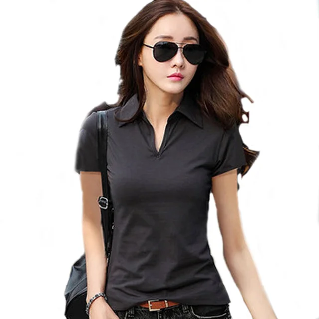 Summer Polo Shirt Women 2017 New Short Sleeve Solid Slim Polos Mujer