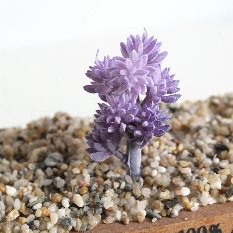 Charming Accessories Flocking DIY Mini Plant Plastic 1pc New Bridal Bouquet Fashion Purple Succulents Flower wall Floral - Цвет: 14