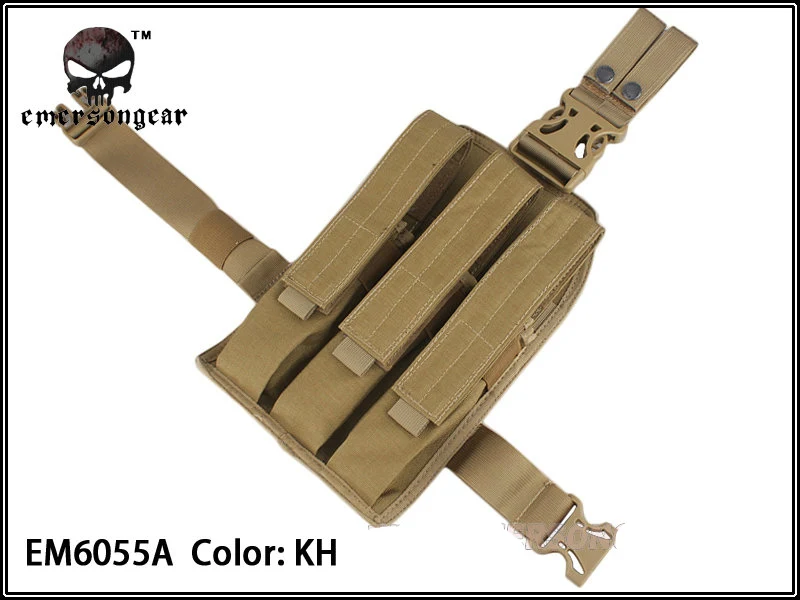 KH Emersongear MP7 Тактический тройной подсумок набор падения ноги бедра маг платформа военные патроны сумка Открытый страйкбол охота сумка - Цвет: KH
