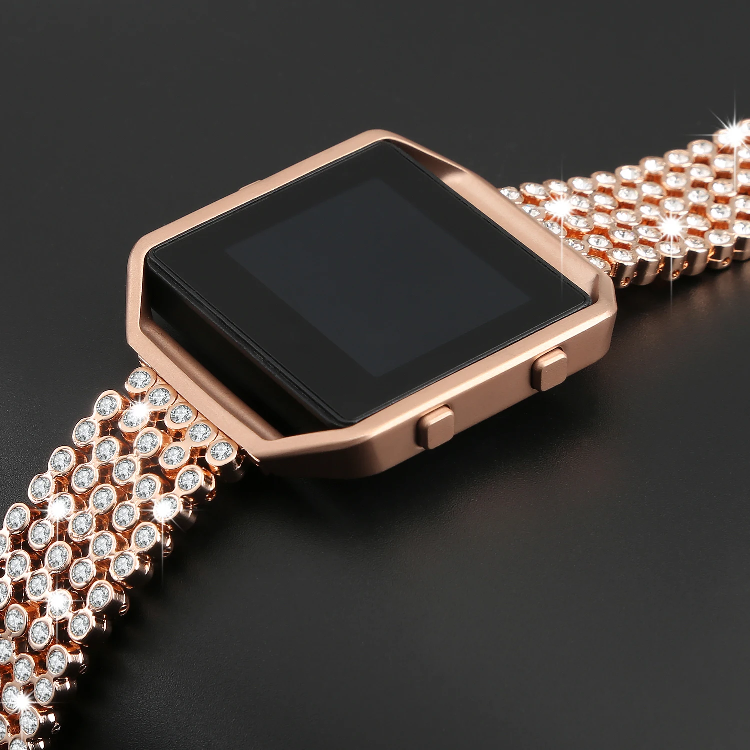 Для Fitbit Blaze Bands Joyozy заменяет браслеты Bling + нержавеющая сталь серебристый розовое