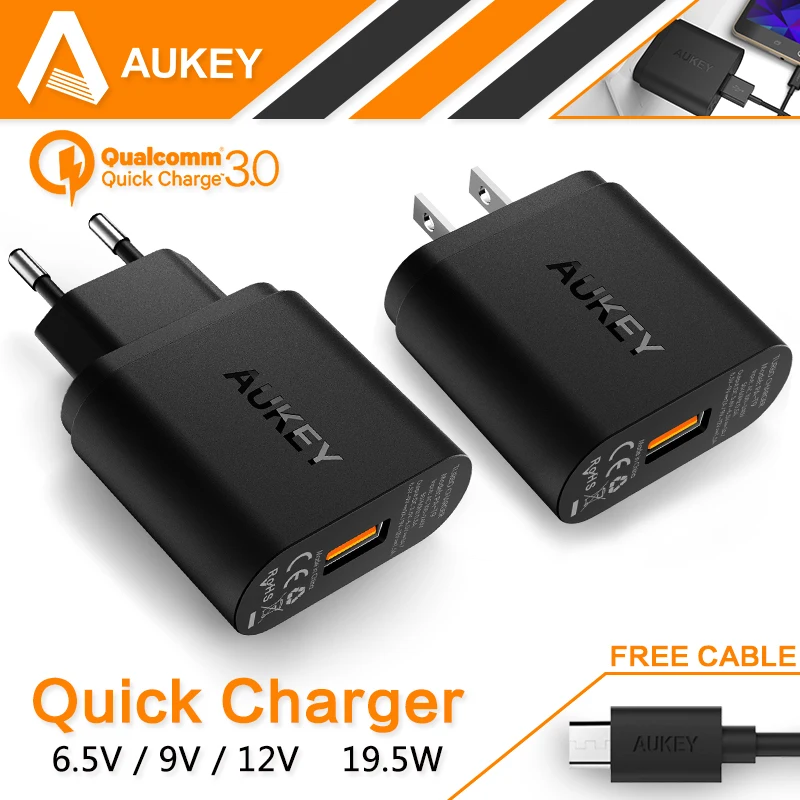 Aukey Quick Charger QC3.0 Mirco Usb Phone Charger For iPhone 7 Plus Samsung Note7 S7 HTC One A9 Xiaomi Mi5 Mi4 QC2.0 Compatible