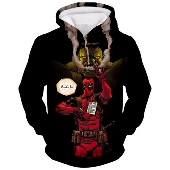 

YOUTHUP 2020 Men's 3d Hoodies Fashion Deadpool Print Hooded Pullovers Male Cool Anime Black Hoodies Sweatshirts