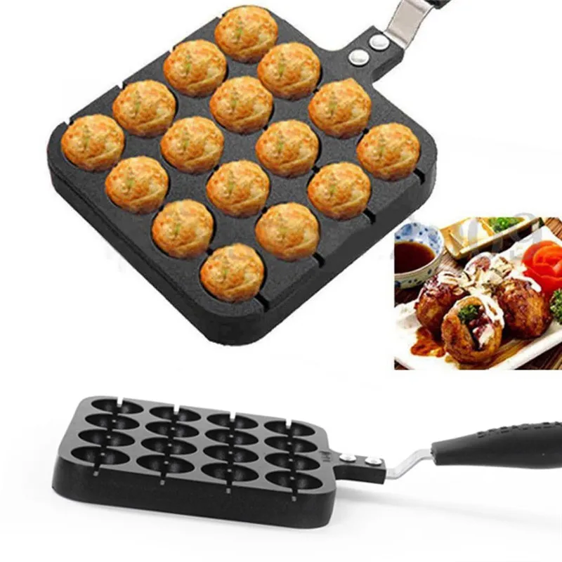 

16 Holes Aluminum Takoyaki Maker Grill Pan Octopus Ball Plate Home Cooking Baking Forms Mold Tray Baking Pan Kitchen Accessories