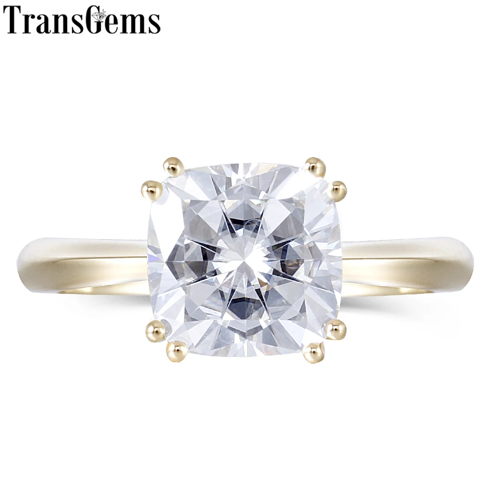 Transgems Solid 14k 585 Yellow Gold 2.5ct 8mm Cushion Cut F Color Moissanite Engagement Ring for Women Wedding Classic Ring
Transgems Solid 14k 585 Yellow Gold 2.5ct 8mm Cushion Cut F Color Moissanite Engagement Ring for Women Wedding Classic Ring