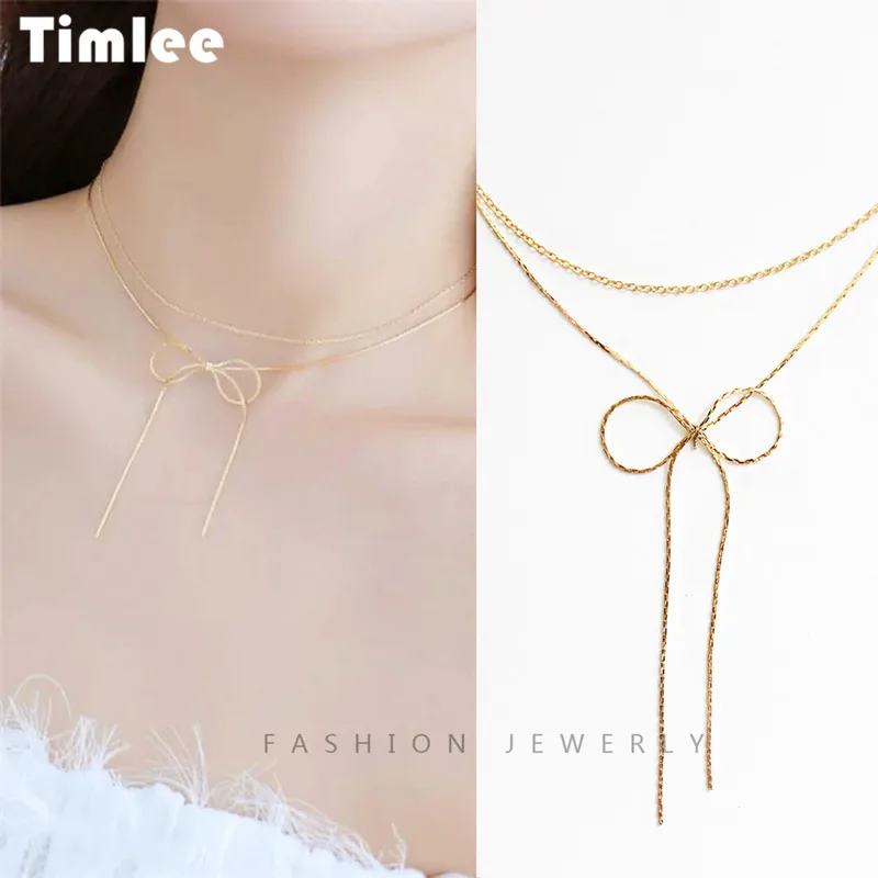 

Timlee N052 Free shipping Simple Popular Bow Clavicle Necklace Temperamental Accessories Wholesale