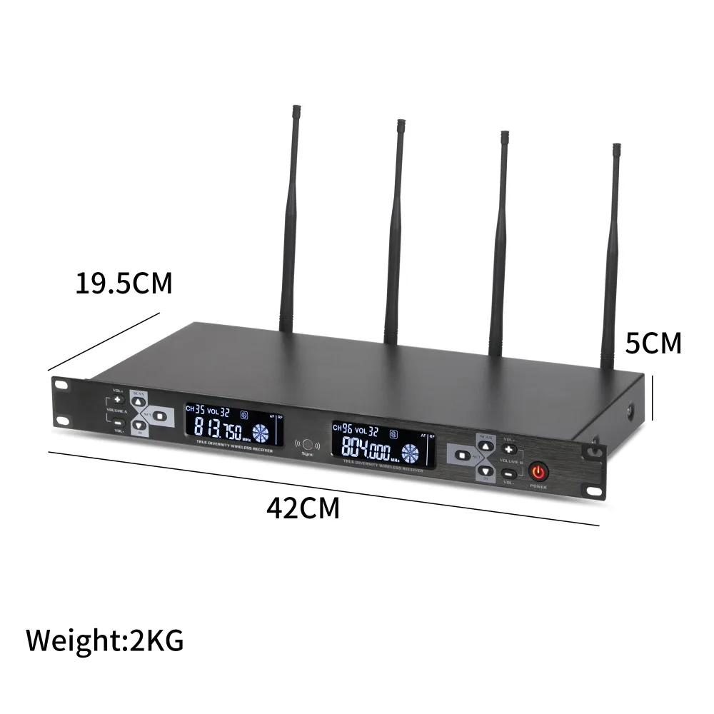 Тура разнообразие UHF беспроводной микрофон TD-190 двухканальный четыре антенный приемник Профессиональный для сцены