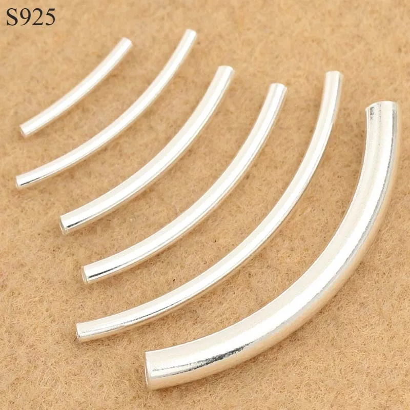

Genuine Real Pure Solid 925 Sterling Silver Connector Curved Tube Silver Long Beads for Bracelet Fashion Jewelry Making Findings