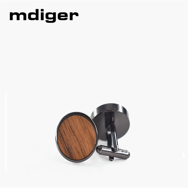 Mdiger трендовые круглые запонки с деревянными элементами для мужской рубашки