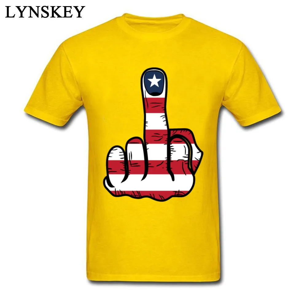 Adult Tops Tees Prevalent Classic T Shirt Pure Cotton Crewneck Short Sleeve Printed Middle Finger USA Flag Clothing Shirt Middle Finger USA Flag yellow