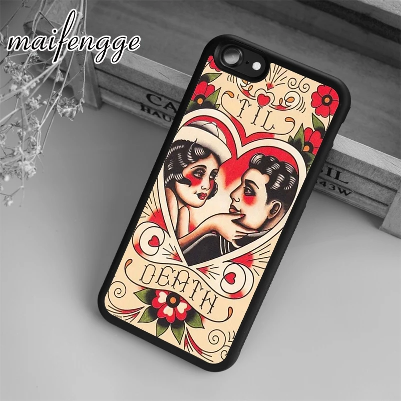 Maifengge чехол с татуировкой Сейлор Джерри 06 для iPhone 5 6 6s 7 8 plus X XR XS max 11 12 Pro Samsung Galaxy S7edge