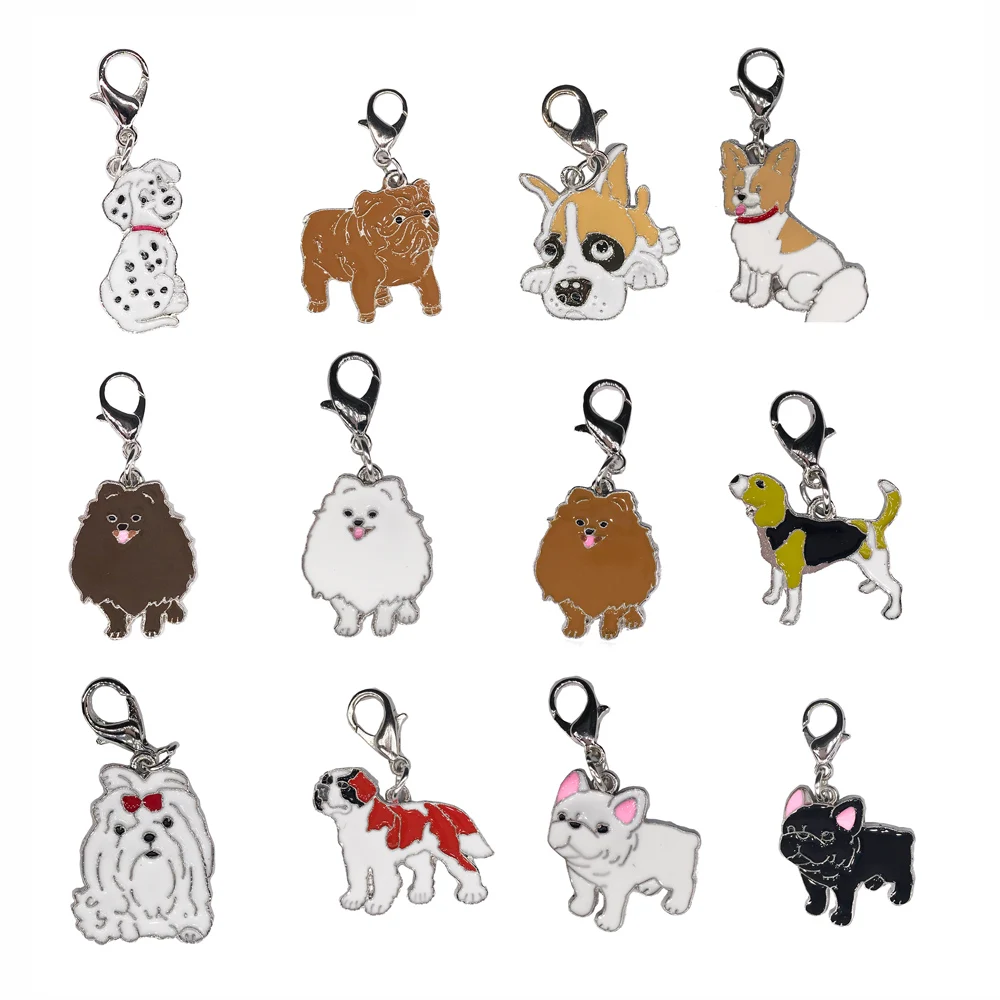 

12pcs/lot diffrernt dog types pet Collar Charm Pet Cat dog collar pendant Necklace Collar Puppy collar accessory 29 types