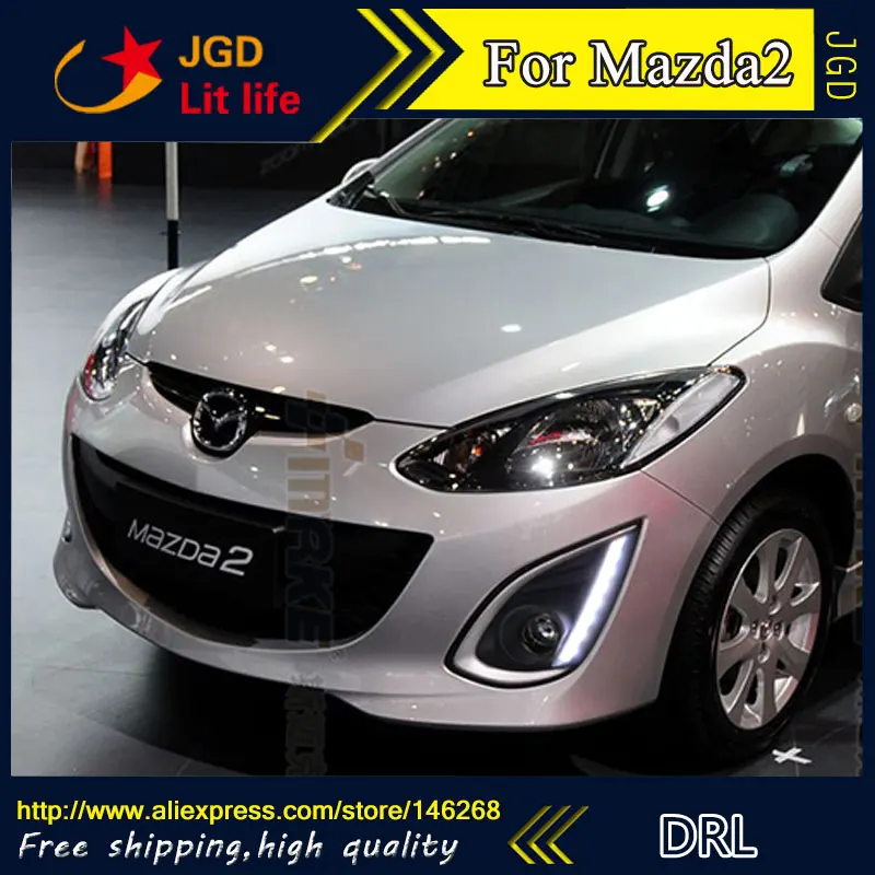 12V 6000k светодиодный DRL Дневной Бег светильник для Mazda 2 Mazda2 2012- рама противотуманной фары противотуманные светильник