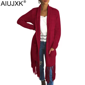 

AIUJXK Fashion Autumn Winter Long Cardigan Women 2019 New Arrival Loose Tassel Knitted Sweater Coat Female Casual Knitwear BMY30